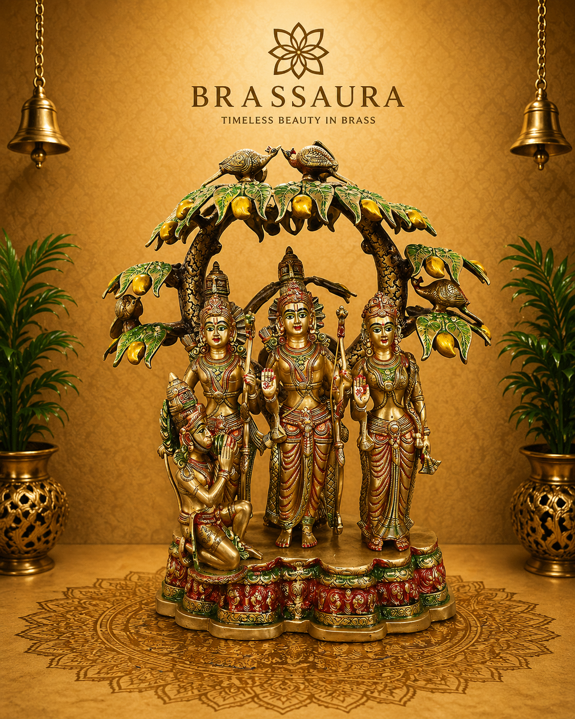 Brassaura® Brass Ram Darbar Idol with Mango Tree | Height 29 Inches