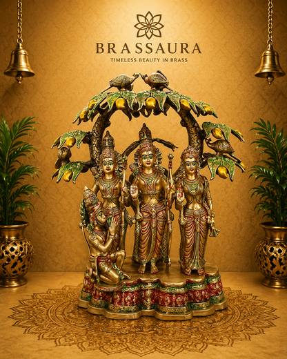 Brassaura® Brass Ram Darbar Idol with Mango Tree | Height 29 Inches