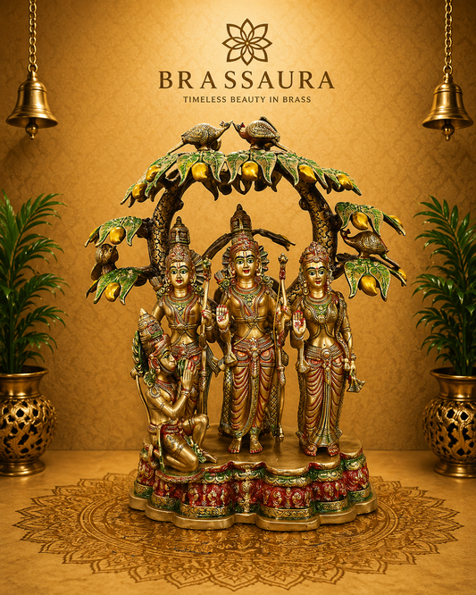 Brassaura® Brass Ram Darbar Idol with Mango Tree | Height 29 Inches