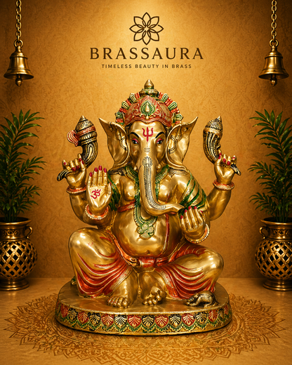 Brassaura® Brass Divine Ganesha Idol | Height 20 Inches
