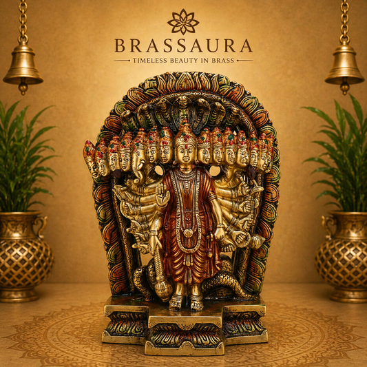 Brassaura® Brass Virat Vishnu Swaroop Statue | Height 11 Inches