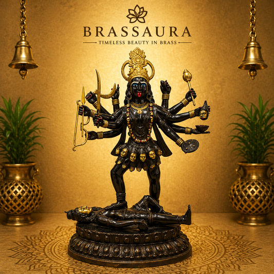 Brassaura® Brass Goddess Kali Statue Standing on Shiva | Height 43 Inches