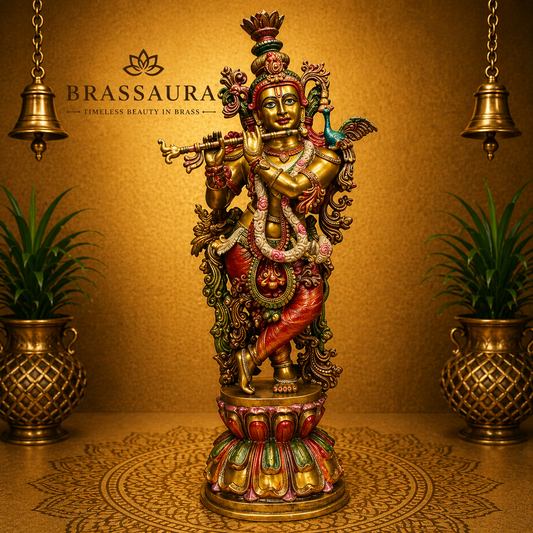 Brassaura® Brass Lord Krishna Statue | Height 46 Inches