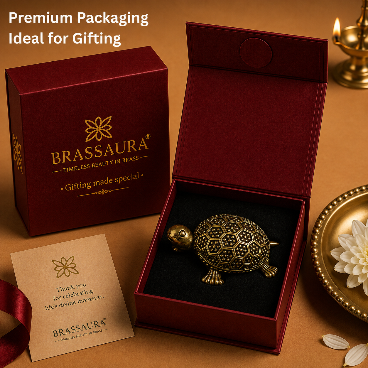 Brassaura® Turtle Decorative Idol with Antique Finish | Pure Superfine Brass Handcrafted Murti | Brass Statue for Home Temple, Pooja Room | Height Not Provided | Weight 0.030 gm