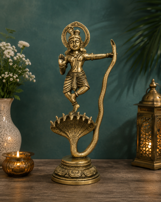 Brassaura® Lord Rama with Bow, Dynamic Standing Pose, Antique Gold Finish | Pure Superfine Brass Handcrafted Murti | Brass Statue for Home Temple, Pooja Room | Height 14.17 Inches | Weight 2.5 Kgs