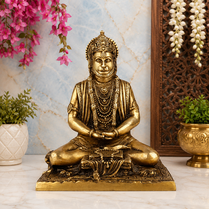 Brassaura™ पीतल हनुमान मूर्ति - ऊँचाई 8 इंच और वज़न 2.70 किलोग्राम | पूजा और मंदिर के उपयोग के लिए