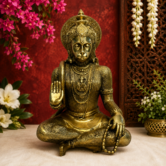 ब्रासोरा™ शुद्ध पीतल हनुमान प्रतिमा – ऊंचाई 11.6 इंच और वजन 4.85 किलोग्राम | आध्यात्मिक सजावट