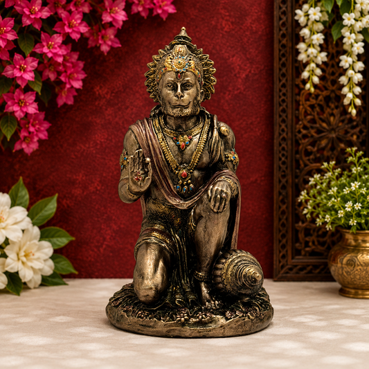 Brassaura™ रेज़िन हनुमान मूर्ति, ऊंचाई 18 इंच और वज़न 0.65 किलोग्राम | भक्तिपूर्ण गृह सजावट