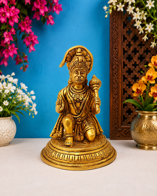 पीतल की अति सुंदर हनुमान प्रतिमा, वज़न 2 किलोग्राम और ऊँचाई 7 इंच