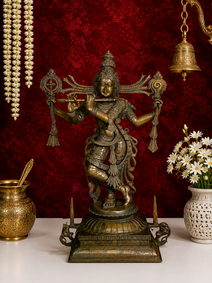 कांस्य प्राचीन कृष्ण मूर्ति वज़न 81 किलोग्राम और ऊंचाई 39 इंच