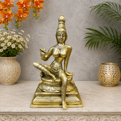 Brassaura® Brass Apsara Lady Statue | Traditional Dancing Lady Figurine | Elegant Brass Sculpture for Home Décor & Artistic Interiors | 8.5 Inches | 2.4 Kg