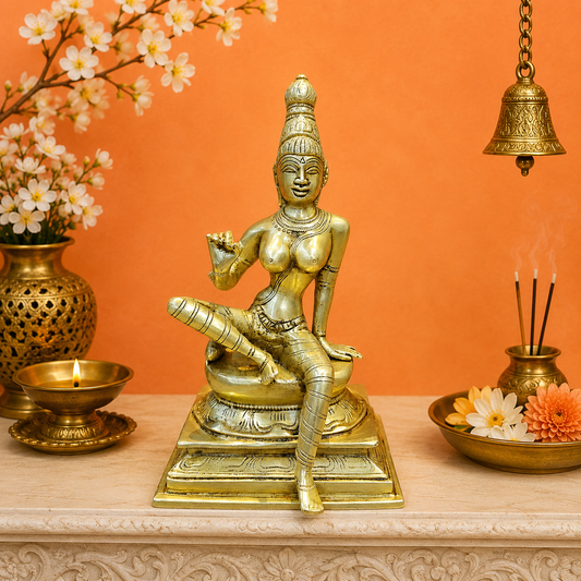 Brassaura® Brass Apsara Lady Statue | Traditional Dancing Lady Figurine | Elegant Brass Sculpture for Home Décor & Artistic Interiors | 8.5 Inches | 2.4 Kg