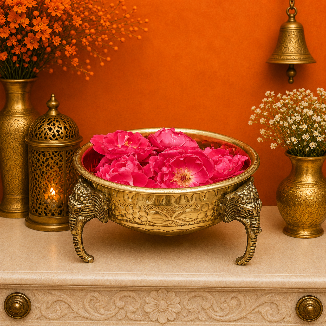 ब्रासोरा® वृंदावन वेणुगोपाल कृष्ण पीतल की प्रतिमा मोर के साथ | एंटीक नीला और सुनहरा रंग | ऊँचाई 20 इंच