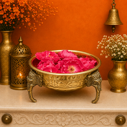 ब्रासोरा® वृंदावन वेणुगोपाल कृष्ण पीतल की प्रतिमा मोर के साथ | एंटीक नीला और सुनहरा रंग | ऊँचाई 20 इंच