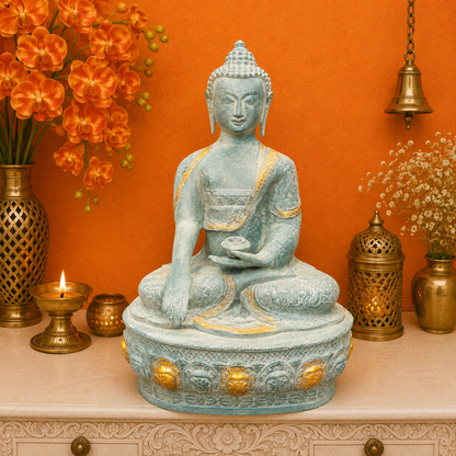 Brassaura® Handmade Meditating Buddha Statue | Premium Decorative Buddha Idol for Home, Office, Meditation Room & Living Room Décor | Height 22 Inches | 17 Kg