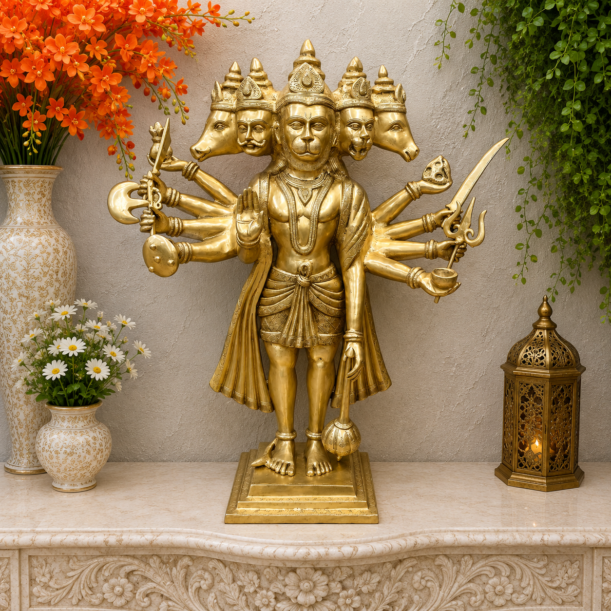 ब्रासोरा® वृंदावन वेणुगोपाल कृष्ण पीतल की प्रतिमा मोर के साथ | एंटीक नीला और सुनहरा रंग | ऊँचाई 20 इंच