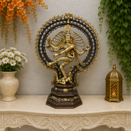 Brassaura® Brass Nataraja Statue | Lord Shiva Dancing in Cosmic Tandava | Handcrafted Brass Sculpture for Home Temple, Pooja Room & Spiritual Décor | Height 28 Inches | 19 Kg