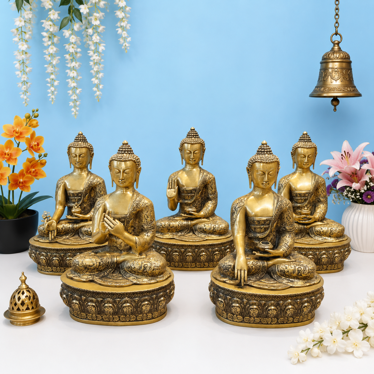 Brassaura® Premium Brass Buddha Statue | Handcrafted Solid Brass Meditating Buddha Idol | Spiritual Sculpture for Home Temple, Living Room, Office & Meditation Décor | Height 23 Inches | 85 Kg