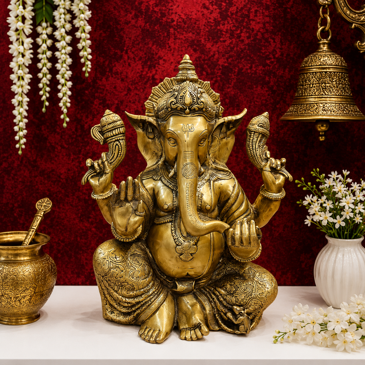 ब्रासोरा® वृंदावन वेणुगोपाल कृष्ण पीतल की प्रतिमा मोर के साथ | एंटीक नीला और सुनहरा रंग | ऊँचाई 20 इंच