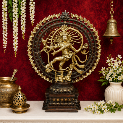 Brassaura® Brass Nataraja Statue | Lord Shiva Nataraja Dancing Idol with Prabhamandala | Premium Brass Spiritual Home Temple & Living Room Décor | Height 26 Inches | 16 Kg