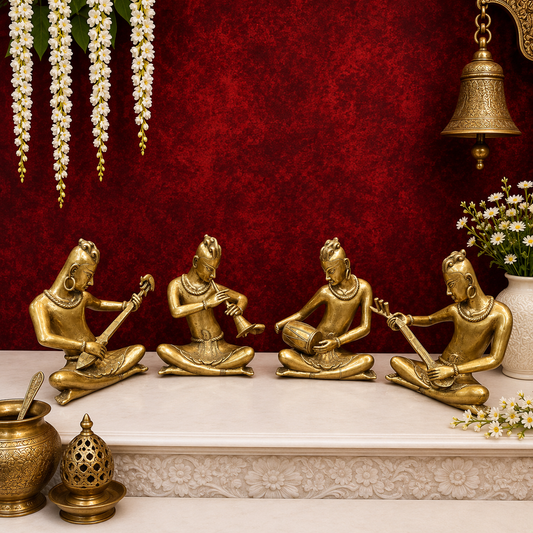 ब्रासोरा® वृंदावन वेणुगोपाल कृष्ण पीतल की प्रतिमा मोर के साथ | एंटीक नीला और सुनहरा रंग | ऊँचाई 20 इंच