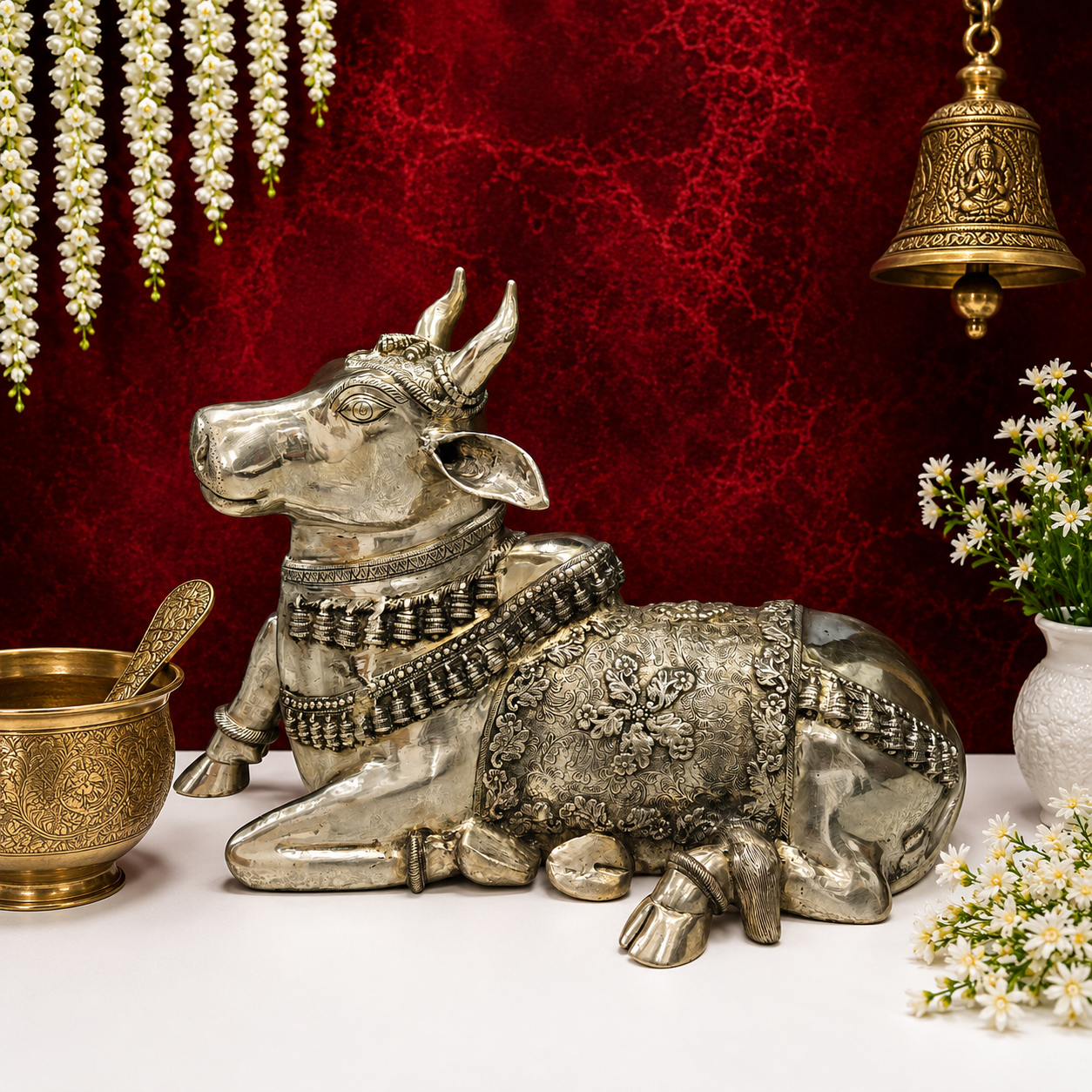 ब्रासोरा® वृंदावन वेणुगोपाल कृष्ण पीतल की प्रतिमा मोर के साथ | एंटीक नीला और सुनहरा रंग | ऊँचाई 20 इंच
