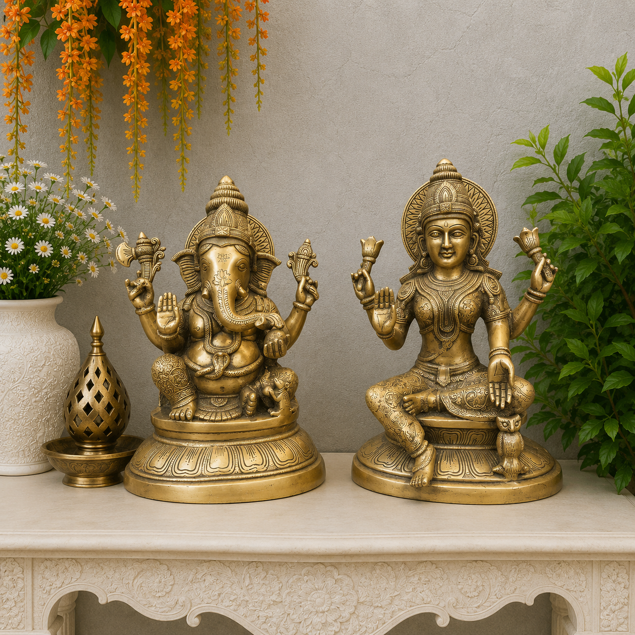 ब्रासोरा® वृंदावन वेणुगोपाल कृष्ण पीतल की प्रतिमा मोर के साथ | एंटीक नीला और सुनहरा रंग | ऊँचाई 20 इंच