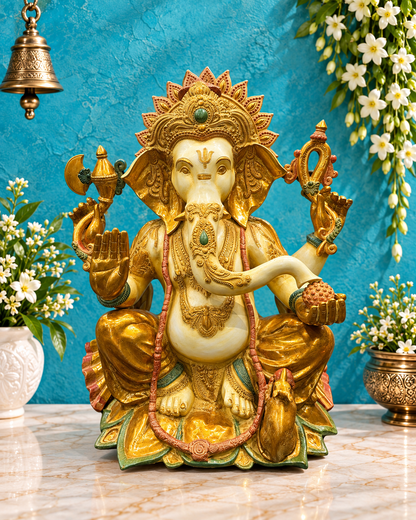ब्रासोरा® वृंदावन वेणुगोपाल कृष्ण पीतल की प्रतिमा मोर के साथ | एंटीक नीला और सुनहरा रंग | ऊँचाई 20 इंच