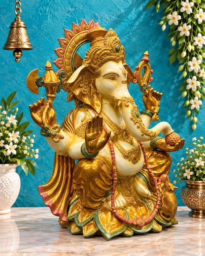 ब्रासोरा® वृंदावन वेणुगोपाल कृष्ण पीतल की प्रतिमा मोर के साथ | एंटीक नीला और सुनहरा रंग | ऊँचाई 20 इंच