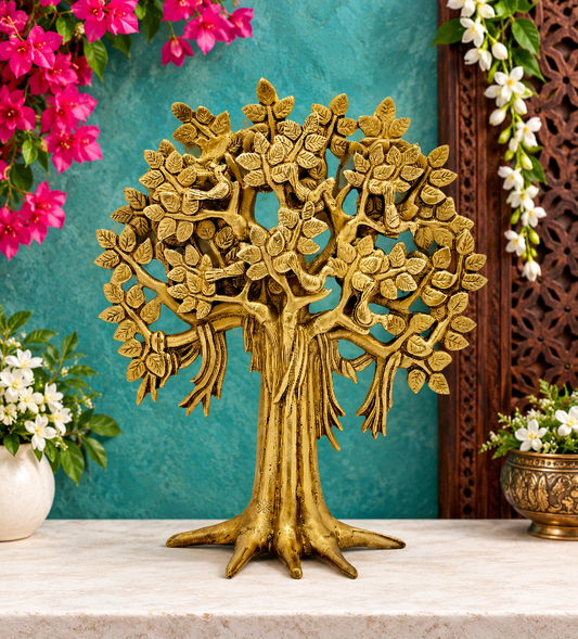 Brassaura® Brass Tree – Height 10.4 Inches & Weight 1.1 Kgs | Artistic Handcrafted Décor Piece for Home & Office Spaces