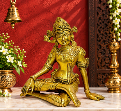 घर और सजावट के लिए पीतल की अनूठी इंद्र देव मूर्ति, ऊंचाई 17 सेमी, वज़न .88 किलोग्राम