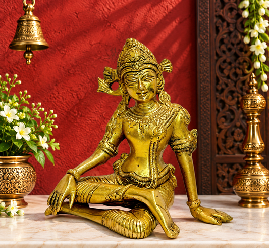 घर और सजावट के लिए पीतल की अनूठी इंद्र देव मूर्ति, ऊंचाई 17 सेमी, वज़न .88 किलोग्राम