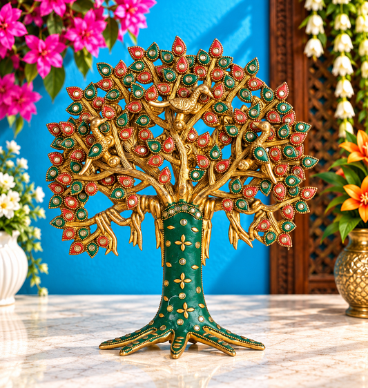 Brassaura® Brass Kalpavriksha Tree Showpiece for Home Decor | Height 12 Inches|Weight: 2.65 kg