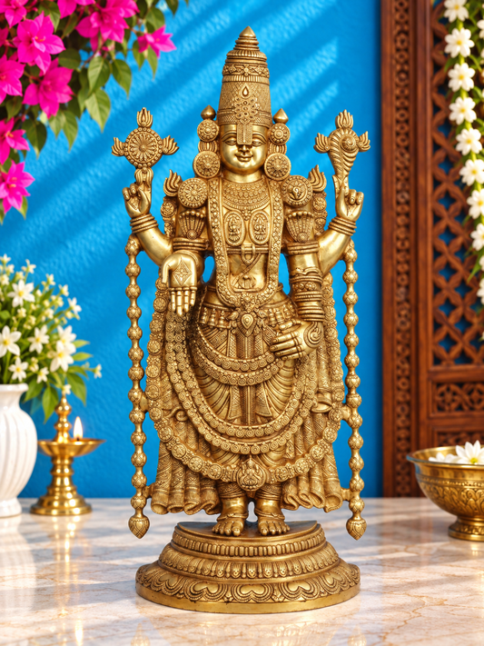 Brassaura® Lord Balaji Brass Statue | Height 38 Inches & Weight 32.75 kgs