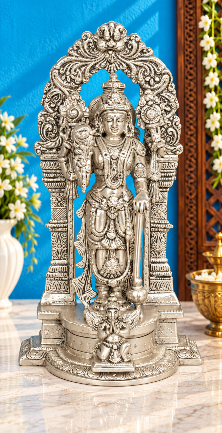 Brassaura® Lord Vishnu Brass Statue | Height 9.4 Inches & Weight 1.90 kgs