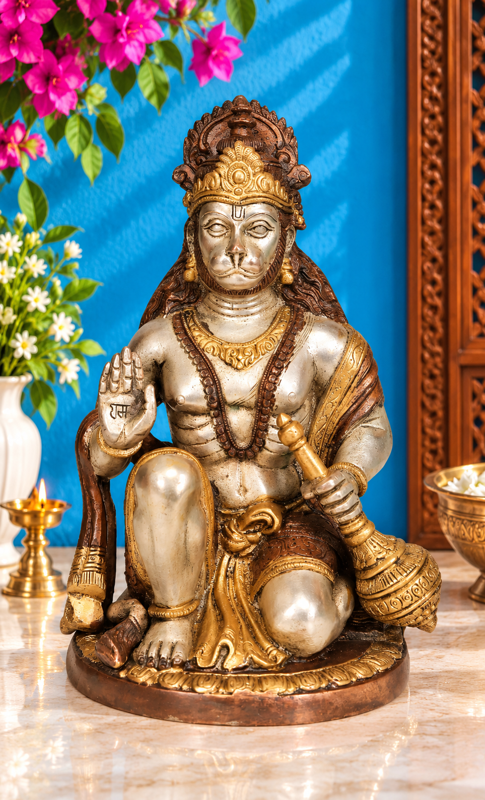 ब्रासौर्रा® आशीर्वाद हनुमान मूर्ति | पीतल की प्रतिमा | ऊंचाई 9.25 इंच और वज़न 3 किलोग्राम