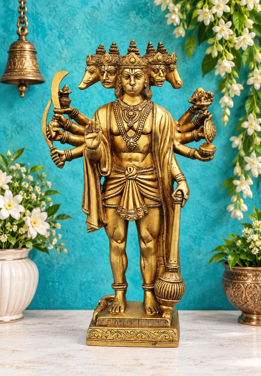 ब्रसौड़ा® पंचमुखी हनुमान मूर्ति | पवित्र पंचमुखी हनुमान प्रतिमा | ऊंचाई 14.37 इंच और वज़न 5.38 किग्रा