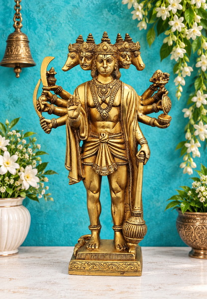ब्रसौड़ा® पंचमुखी हनुमान मूर्ति | पवित्र पंचमुखी हनुमान प्रतिमा | ऊंचाई 14.37 इंच और वज़न 5.38 किग्रा