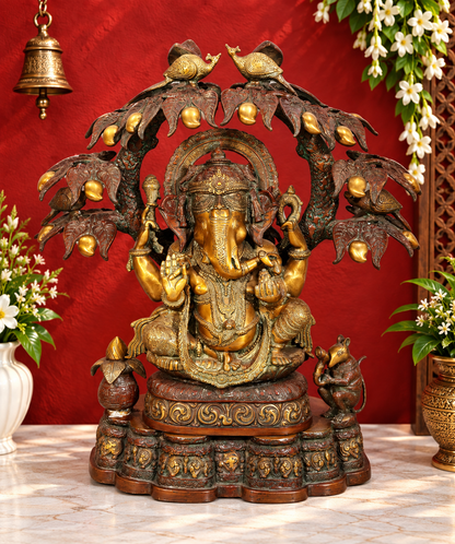 ब्रास्सौरा® आम के पेड़ों के झुंड में विशाल गणेश प्रतिमा | ऊंचाई 30 इंच और वज़न 53.70 किग्रा