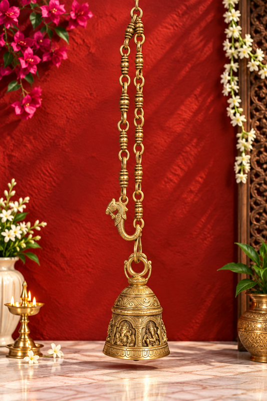 Brassaura® Brass Temple Bell for Home Mandir & Pooja Decor | 6 Inches