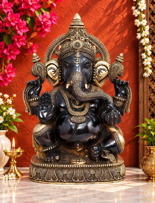 Brassaura™ Brass Ganesha Statue | Height 19 Inches & Weight 20 kgs