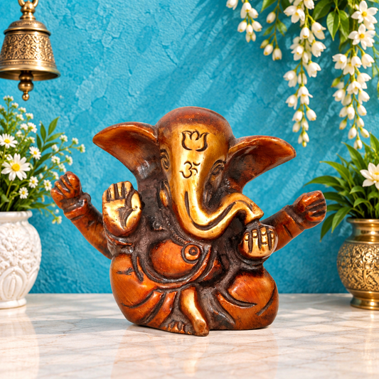 Brassaura® Miniature Brass Appu Ganesha Idol – Height 2.5 Inches|Weight: 170 g