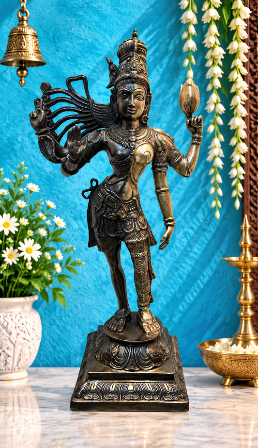 Brassaura® Brass Ardhanarishwar Statue – Height 40 Inches  | Home Altar & Pooja Décor