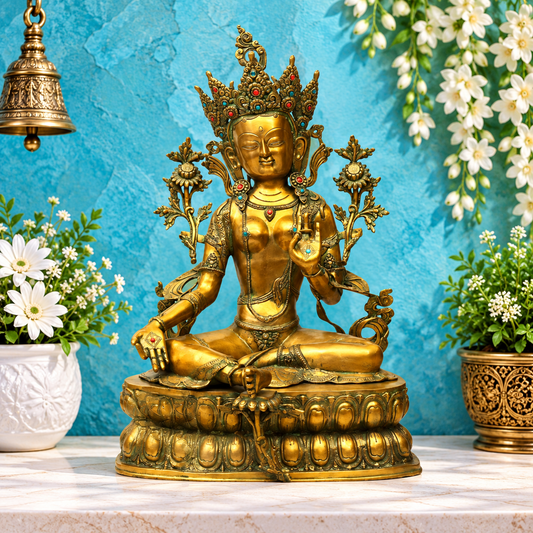 Brass Antique Tara Weight 35 Kg & Height 34.5 Inch