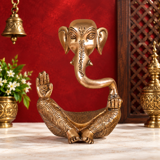 Brassaura® Contemporary Abstract Ganesha Brass Idol | Modern Artistic Form | Height 6 Inches