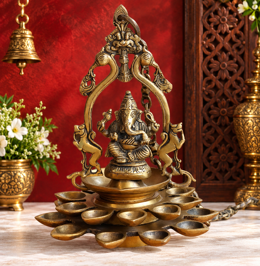 ब्रासोरा सजावटी पीतल गणेश वॉल हैंगिंग – ऊंचाई 11.5 इंच | मंदिर और घर की सजावट