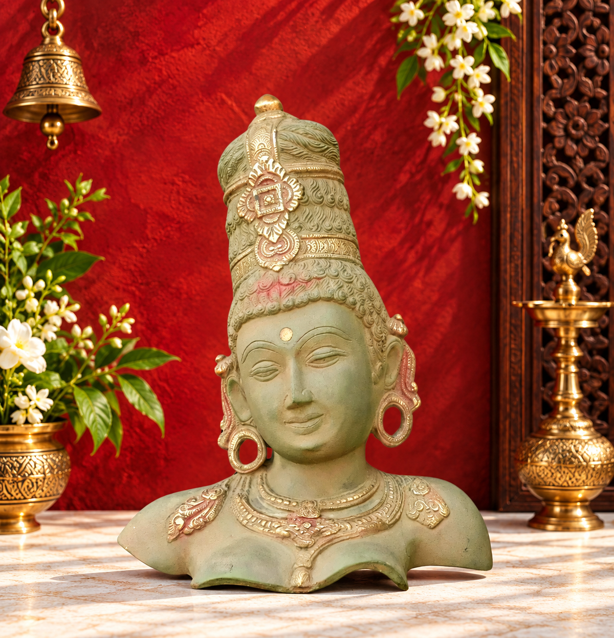 ब्रसौरा™ ब्रास पार्वती प्रतिमा | हस्तनिर्मित देवी उमा की मूर्ति | ऊँचाई 12 इंच और वज़न 5.2 किलोग्राम