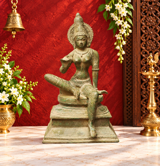 Brassaura® Brass Parvati Statue | Handcrafted Devi Uma Sculpture | Height 12.5 Inches