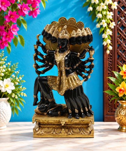 Brassaura® Premium Brass Kali Maa Idol –  Hindu Goddess Statue Height 15 Inches | Weight: 8.5 Kgs