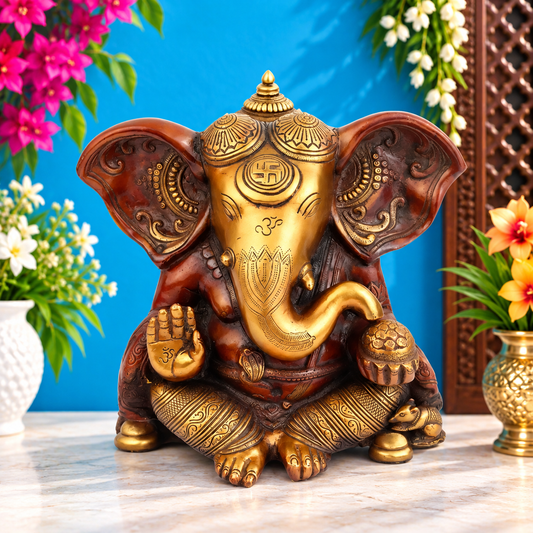 ब्रासौर ऑरनेट ब्रास गणेश शुभ गृह सज्जा के लिए | ऊंचाई 5 इंच